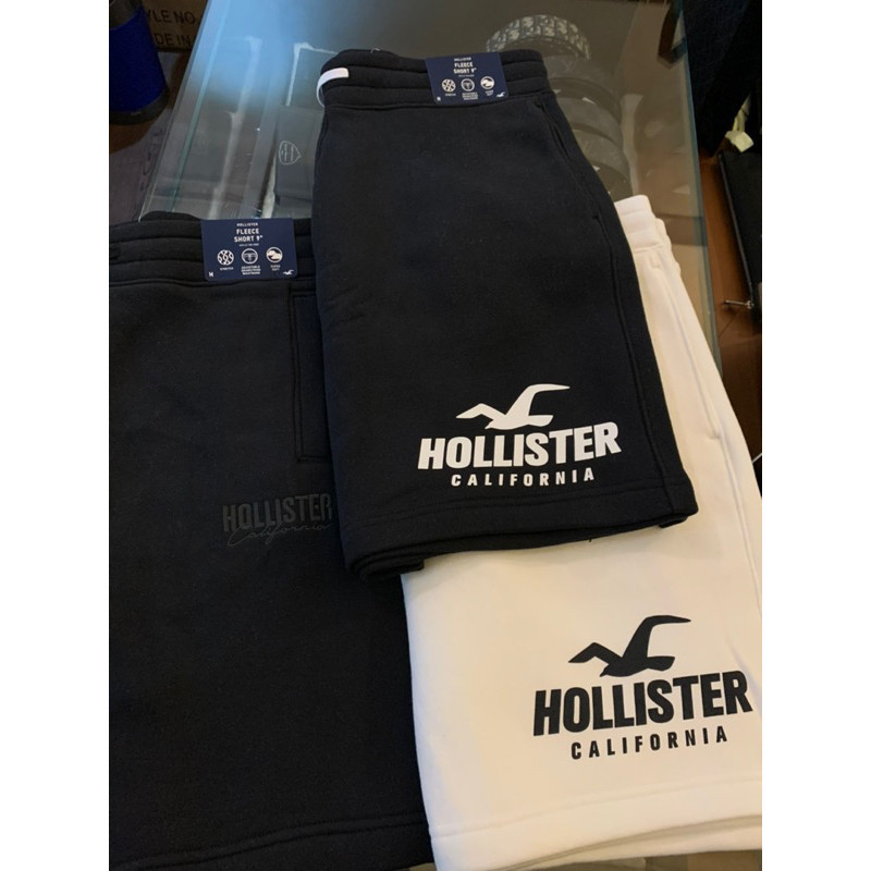 Hollister 海鷗 經典 側邊字母大Logo 小Logo 黑色 白色 男生 男款 短褲 棉褲