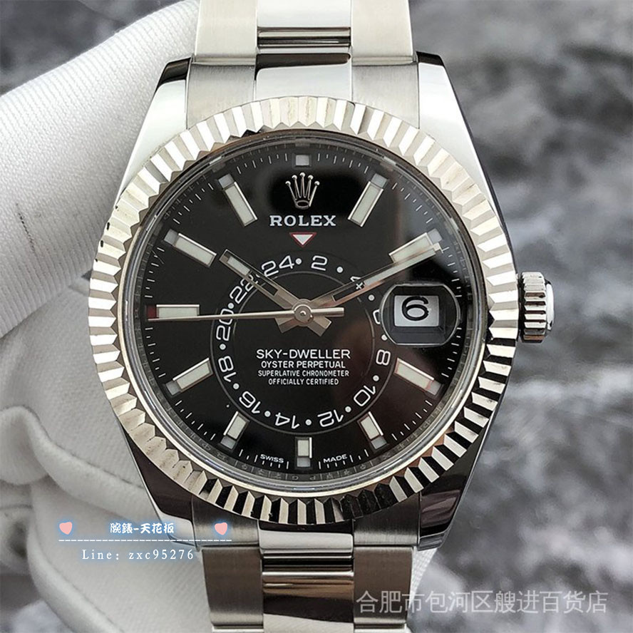 Rolex Rolex勞力士天行者m326934白金外圈黑麵三針自動機械男表 潮流 時尚 休閒 商務 經典 手腕錶