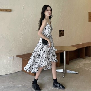 法式森系初戀裙溫柔風碎花吊帶連衣裙女夏設計感小眾小個氣質長裙