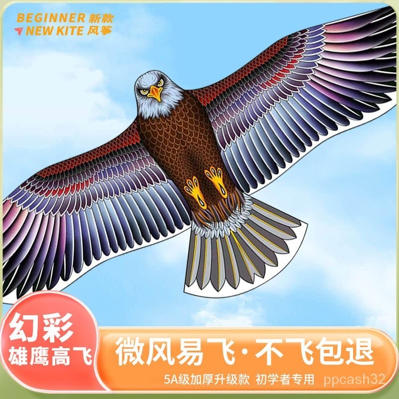臺灣熱賣2024網紅新款微 風易飛 高檔老鷹風箏 兒童卡通 手持嚇鳥成人大型玩具 OHX5