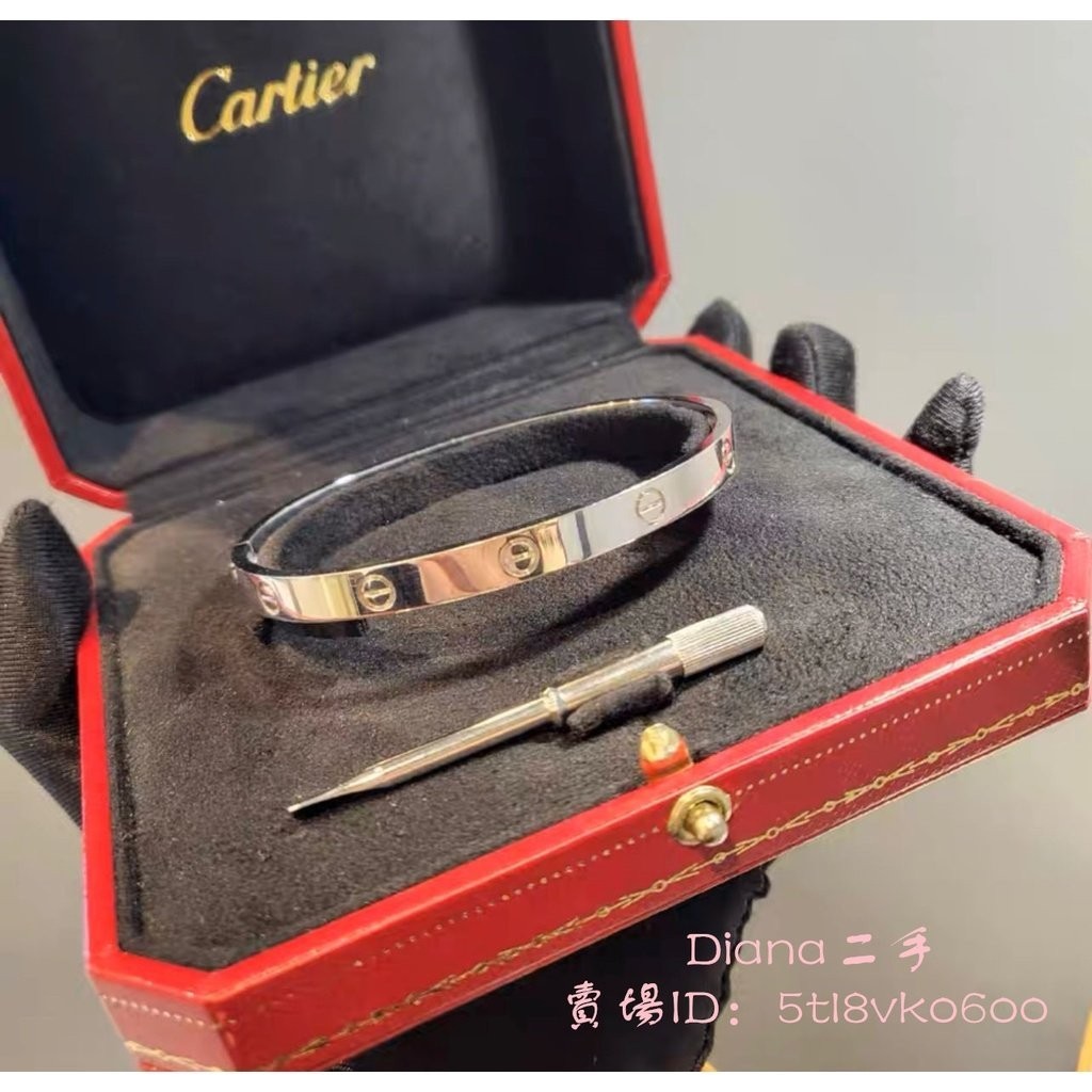 二手精品 Cartier 卡地亞 LOVE系列 18K白金 手鐲 寬版 無鑽款 手環 女生手環 B6035417