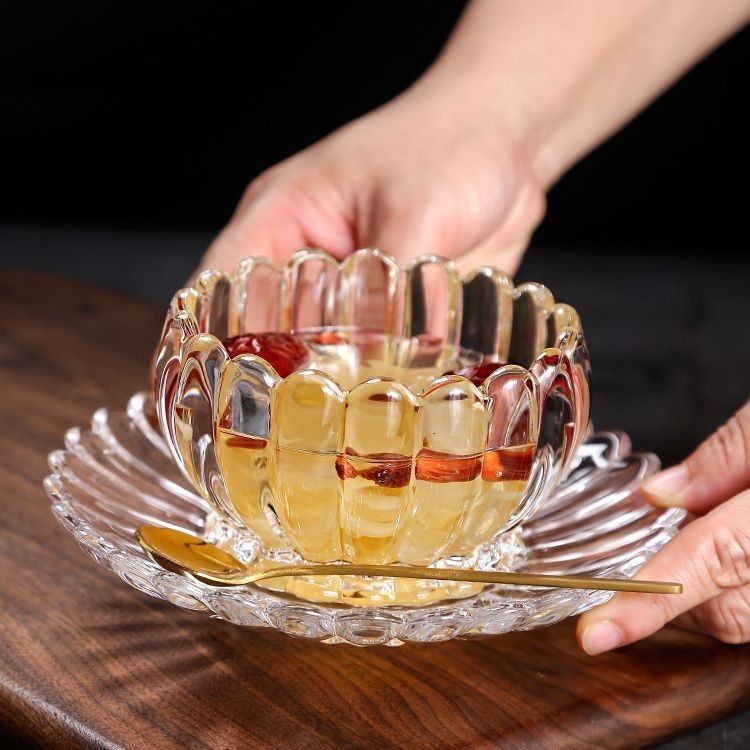【甜點碗碟】創意燕窩碗碟新款銀耳甜品水果精致透明美容院家用高檔養生玻璃