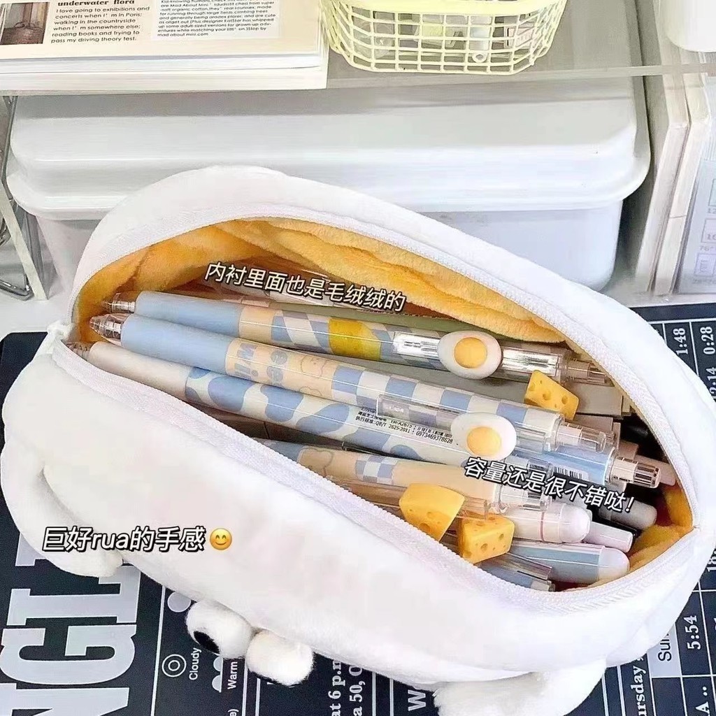 高雄出貨❀新款筆袋搞怪小眾沙雕毛絨文具盒大容量海鷗ins風學生收納鉛筆盒