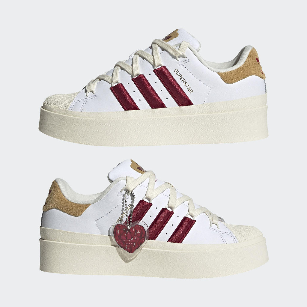 {正品}Adidas Superstar Bonega GY6793 女鞋 白 酒紅 刺繡 厚底