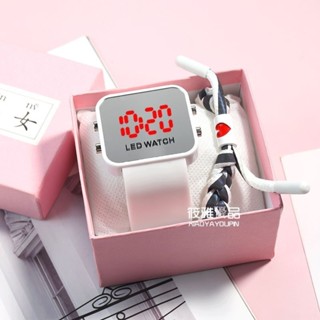 現貨新款LED鏡子錶方形學生電子手錶時尚炫酷多色情侶初中學生錶