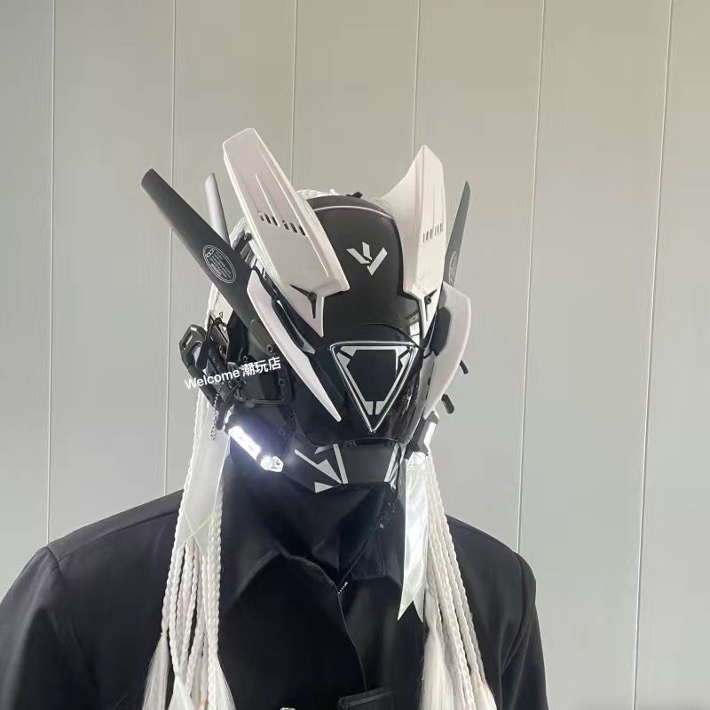 熱銷#爆款賽博朋克面罩機能風假面騎士演出道具賽博朋友頭套假面騎士cos服