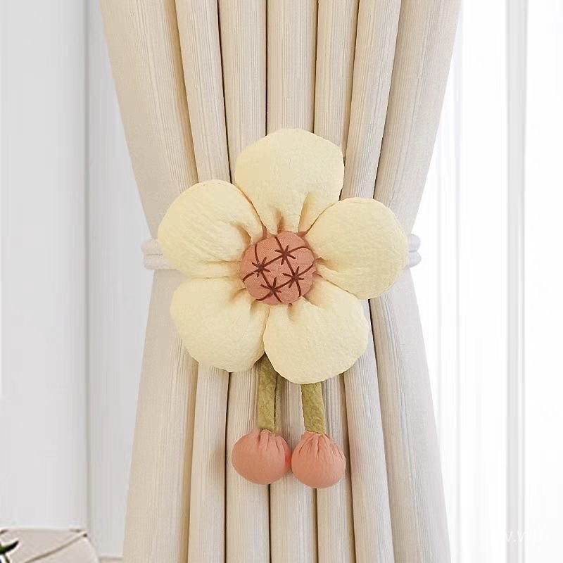 新款可愛花朵調節創意一對窗簾綁帶蝴蝶結束簡約紗簾裝飾配件