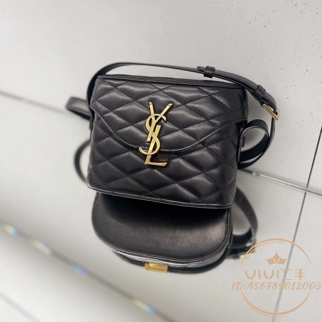 精品二手 YSL 聖羅蘭 新款 JUNE 絎縫小羊皮禮盒包 盒子包 單肩包 側背包7100801