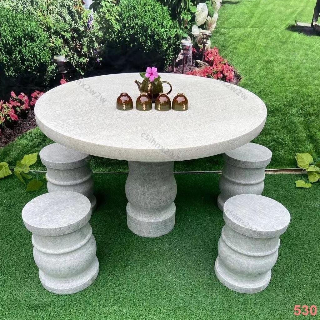石桌石凳庭院花園戶外桌椅天然大理石桌圓桌陽臺家用石桌子直銷