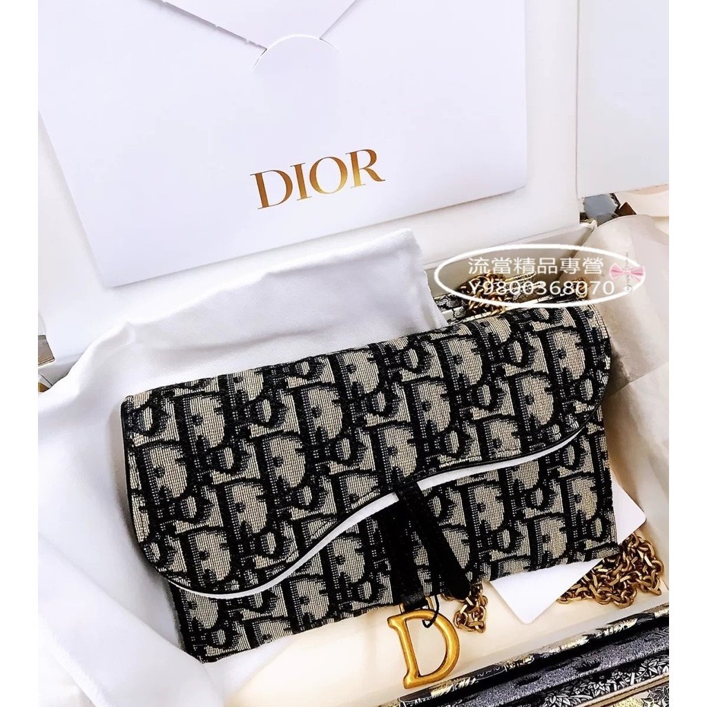 二手精品 Dior Saddle Oblique woc mini馬鞍包老花帆布woc 單肩 斜挎 鏈條包 現貨