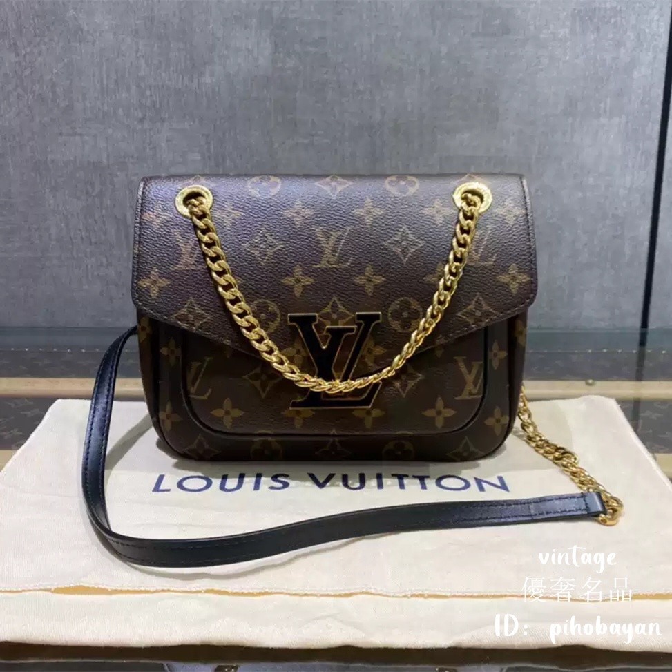 LV PASSY 鏈條包 M45592 路易威登 棕色老花 翻蓋包 單肩包 斜跨包 郵差包