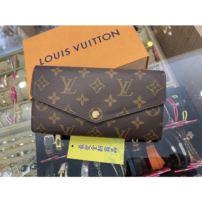 限時低價售 LV 路易威登 SARAH 全新字紋信封釦子長夾 皮夾 M60531 錢包