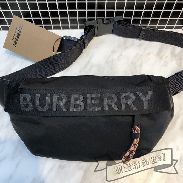 二手精品 BURBERRY 胸包 博柏利 Sonny 黑色 尼龍 腰包/胸口包/斜肩包 80256681