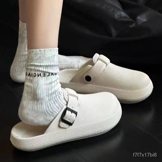 臺灣熱賣🌟夏季包頭拖鞋 沙灘外穿涼鞋 防滑半拖舒柔軟防水男女勃肯鞋 厚底半包拖鞋 懶人ins潮穆勒鞋 簡約休閒百搭勃肯鞋