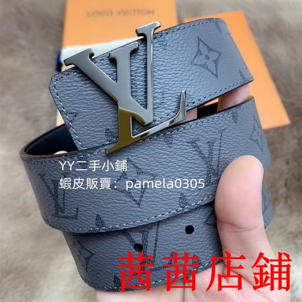 KF二手/LV 路易威登 M0285V INITIALES 40毫米男生雙面皮帶 灰色原花腰帶 銀扣 現貨實拍