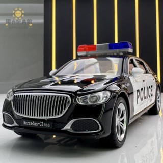 💟警車模型 1：32 賓士模型車 6開門 聲光回力車 美式警車 benz S680 特警 公安 合金車 汽車模型