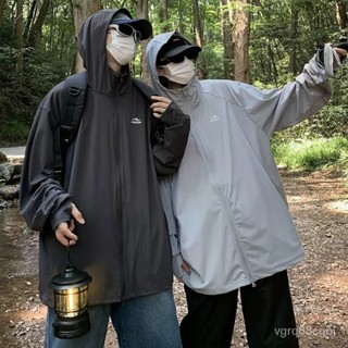 【福園】雙拉鏈釣魚防曬衣男 【S-4XL】 夏季 冰絲薄款 透氣外套 防紫外綫 戶外 露營 衝鋒衣 運動防曬 抗UV外套
