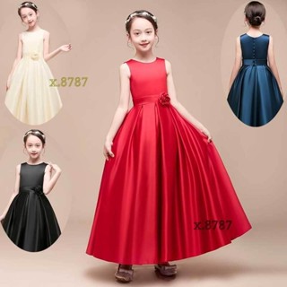 免運⭐兒童高階禮服紅色公主裙音樂會管樂團指揮禮服鋼琴小提琴古箏演出服畢業典禮拍照生日聚會晚宴服舞臺走秀花童紅色蓬蓬裙