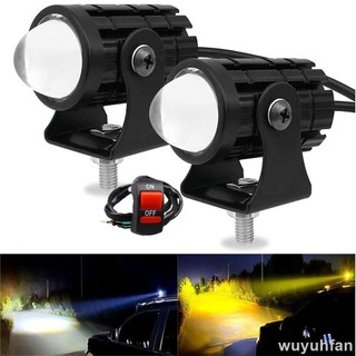 免運 2 件裝機車 2 色汽車雙魚眼鏡頭 LED 燈 LED 頭燈帶開關聚光燈輔助照明 DRL 機車霧燈 880V 適用