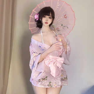 臺灣-出貨💖夏季辣妹少女夜店性感日式櫻花和服睡裙純欲甜美蝴蝶結連衣裙