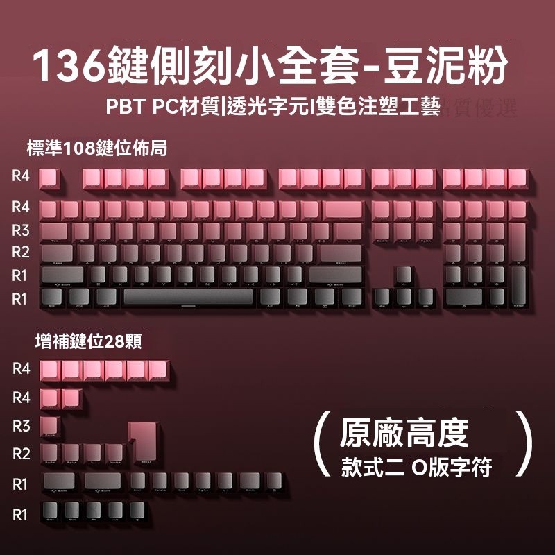 桃園出貨🚚側刻漸變PBT原廠高度機械鍵盤鍵帽小全套適配F87/75/98通用