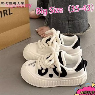 🎀臺灣出貨🎀35-43 大尺碼女鞋✨ 厚底休閒鞋板鞋41黑白熊貓小白鞋軟底老爹鞋42qq1