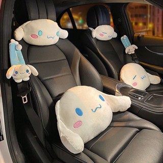 護肩套 汽車頭枕腰靠小白狗車載座椅靠枕可愛卡通靠墊一對車內枕頭護頸枕