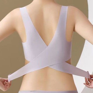 桃園發貨🔥冰絲無痕無鋼圈內衣 女士內衣 女集中爆乳防下垂夏季薄款運動美背抹胸罩 無鋼圈內衣 無痕內衣 運動內衣 美背內衣