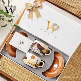 結婚禮物客製化 馬克杯禮盒 馬克杯禮盒組 結婚對杯 馬克杯組 摩登咖啡杯禮盒高檔精緻複古下午茶輕奢新婚奢華伴手禮