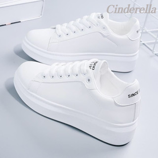 Cinderella 新款百搭韓版闆鞋學生平底休閒女鞋運動透氣鞋子 低幫 超軟休閒鞋 小白鞋女 百搭小白鞋