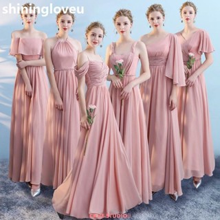 【爆款熱賣】禮服婚禮伴娘禮服年會晚會洋裝晚禮服活動出席服裝冬季一字肩單肩長款姐妹裙晚宴服