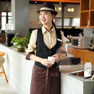 【臺灣出貨】品質工衣 酒店服務員工作服長袖西餐飲前臺收銀奶茶火鍋咖啡廳馬甲春夏裝女舒適百搭熱銷