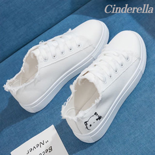 Cinderella 爆款透氣百搭韓版休閒小白鞋學生運動闆鞋 帆佈鞋 帆佈鞋女 懶人鞋 休閒鞋 百搭平底鞋 全尺寸~