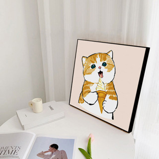 臺灣發售❥❥可愛貓咪現代簡約裝飾畫清新治癒柴犬臥室床頭擺畫兒童房動漫掛畫