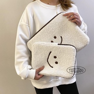 【臺灣寄出】韓國ins毛絨笑臉ipad平板內膽包 蘋果macbook air/pro13吋14吋15吋筆電包電腦包