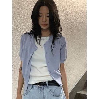 Codibook｜韓國 DAILYJOU 簡約純色短版無領圓領針織開衫［預購］針織外套 女裝