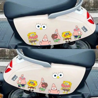 【桃園出貨】海綿寶寶派大星汽車遮擋劃痕貼紙電動車摩托車卡通趣味裝飾貼防水 汽車貼紙 電動車貼紙 車貼