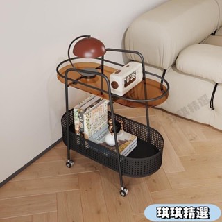 【熱銷】網紅可移動玻璃邊幾客廳帶輪中古小推車茶幾收納邊桌沙發角幾邊櫃CHN