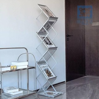 【免安裝】中古風時尚雜誌架 書架 置物架 展示文宣架 拍照多層伸縮報紙架 立式鋁合金展示架 傢俱 壹品生活