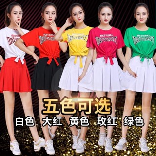 廣場舞服裝新款練功服套裝夏季短袖短裙表演服棉運動跳舞衣裙女