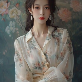 法式輕奢漂亮上衣女襯衫洋氣薄款碎花雪紡小衫春夏新款超僊防曬衣