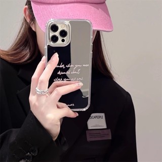 ins風小眾英文蘋果15promax手機殼iPhone14高階鏡面13網紅女xr/8p