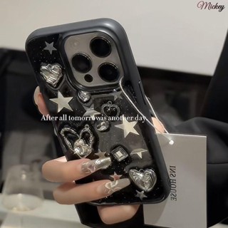 手機殼保護殼.ins甜酷黑色立體星星iPhone16/15/14promax手機殼蘋果13pro小眾12女11潮xs/x