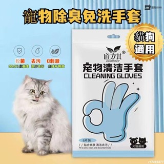 🔥臺灣熱銷🔥寵物清潔手套 五指套款 單包 寵物洗澡手套 寵物濕紙巾 免洗手套 寵物免洗手套濕巾 貓狗清潔 LEEWU