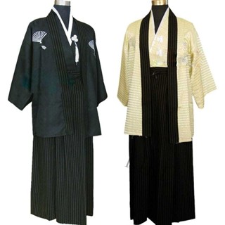 【免運】日本傳統 男士 和服 浴衣 武士款 日係 家居服 拍攝 cos 旅遊 含腰帶 男士二次元古裝和服 日式男武士服