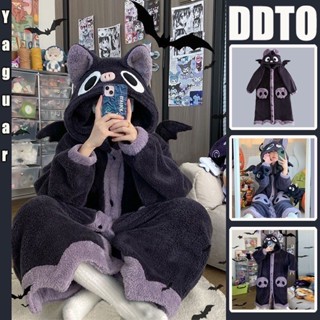 🎀爆款🎀少女卡通蝙蝠珊瑚絨睡衣女冬季2024年新款加厚毛絨睡袍家居服睡裙