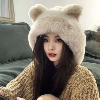 免運出貨📌韓版毛帽 日系冬季可愛女款 百搭雷鋒帽子 女韓版百搭狐狸耳朵 毛絨保暖護耳帽