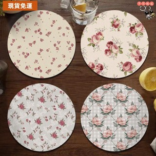 免運⏳限時特賣⏳圓形隔熱墊 美式復古餐桌墊 防水防油隔熱墊 精緻輕奢餐墊美式田園風餐桌隔熱墊圓形小餐墊免洗防滑吸水碗墊盤