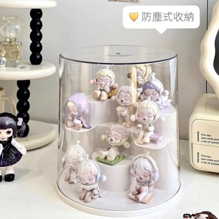 【新品優惠】手辦收納盒 居傢收納盒亞剋力階梯展示架玩偶桌麵防塵陳列架泡泡瑪特手辦模型收納盲盒櫃公仔收納盒 高品質