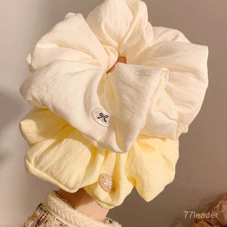 💰超值好貨⏰限時搶購綿綿泡芙~超大號米白色雲朵大腸髮圈女高級感百搭頭飾紮頭髮頭繩 SWDQ